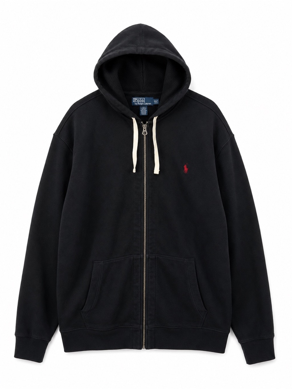 Ralph Lauren Black Zip-Up Sweatshirt with Red Pony